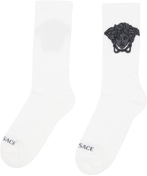 versace socks white|Versace medusa socks.